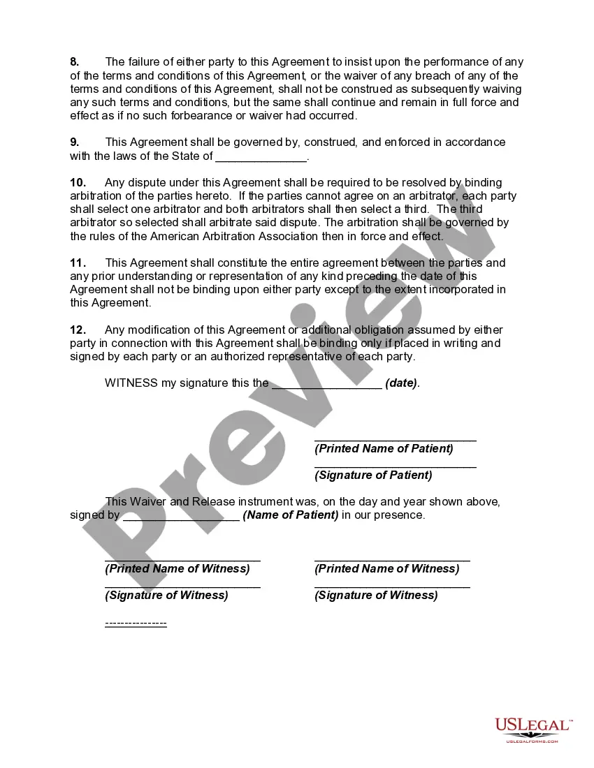 Preview Patient Waiver and Release Agreement Regarding Being Prescribed Adipex