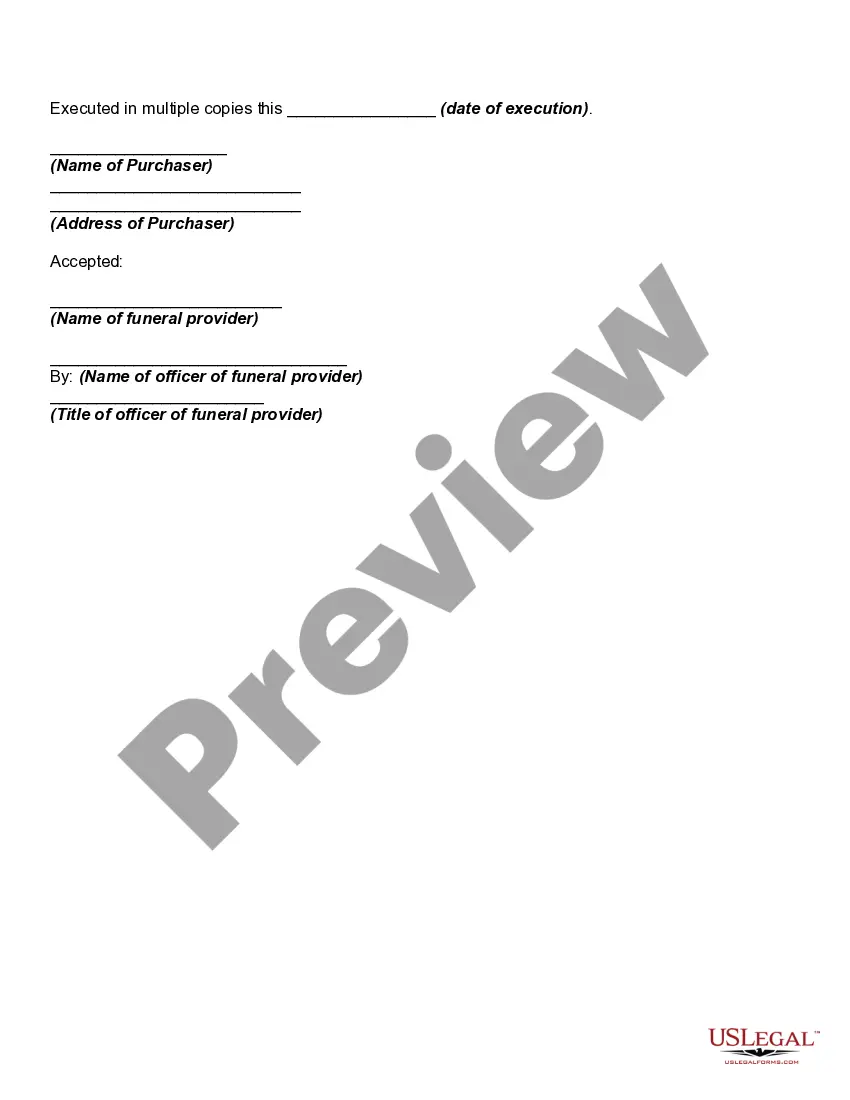 Get Prearranged Funeral Contract with Statutory Disclosures Preview Prearranged Funeral Contract with Statutory Disclosures