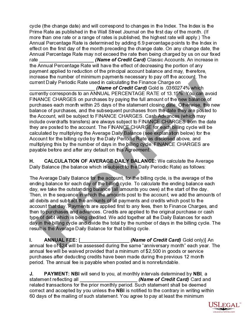 Get Credit Card Agreement and Disclosure Statement Preview Credit Card Agreement and Disclosure Statement