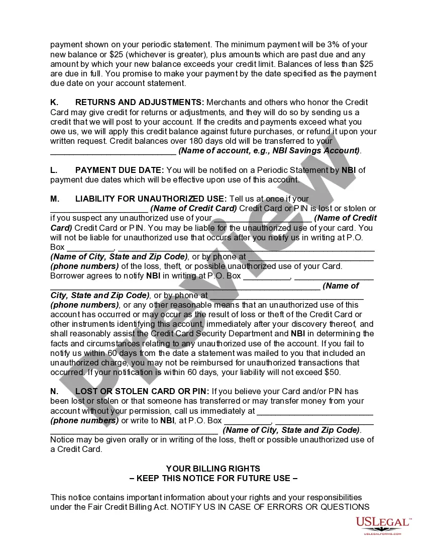 Get Credit Card Agreement and Disclosure Statement Preview Credit Card Agreement and Disclosure Statement