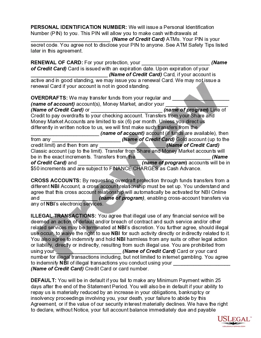 Get Credit Card Agreement and Disclosure Statement Preview Credit Card Agreement and Disclosure Statement