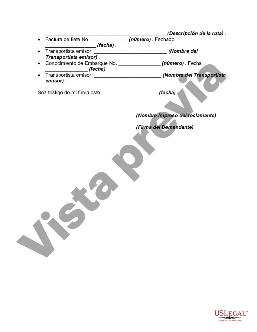 Preview Acuerdo de Indemnización por Conocimiento de Embarque Perdido o Faltante