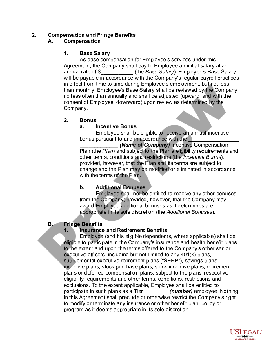 page 1 At-Will Employment Agreement with Executive preview