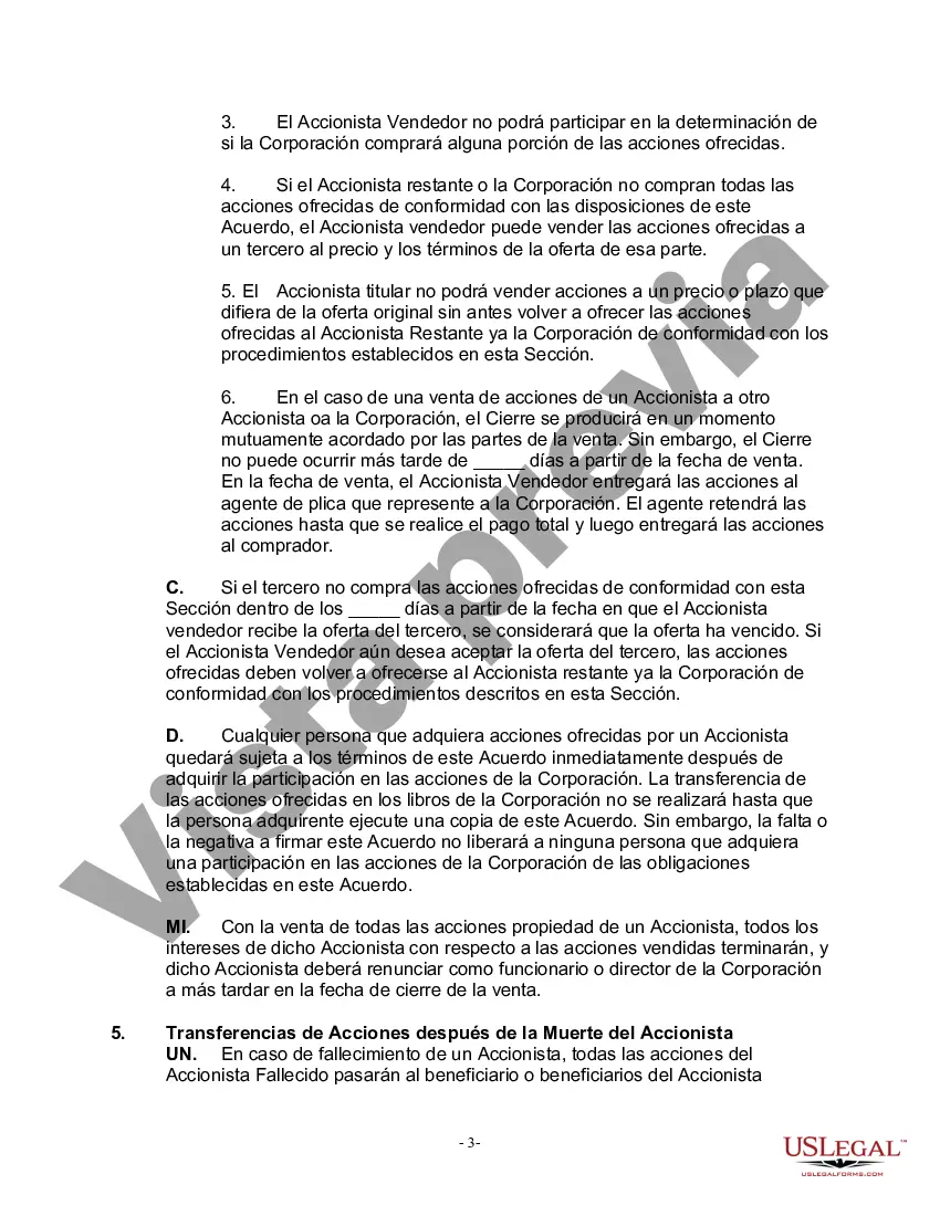 Preview Acuerdo de Accionistas entre Dos Accionistas de una Sociedad Anónima Cerrada con Disposiciones de Compra-Venta