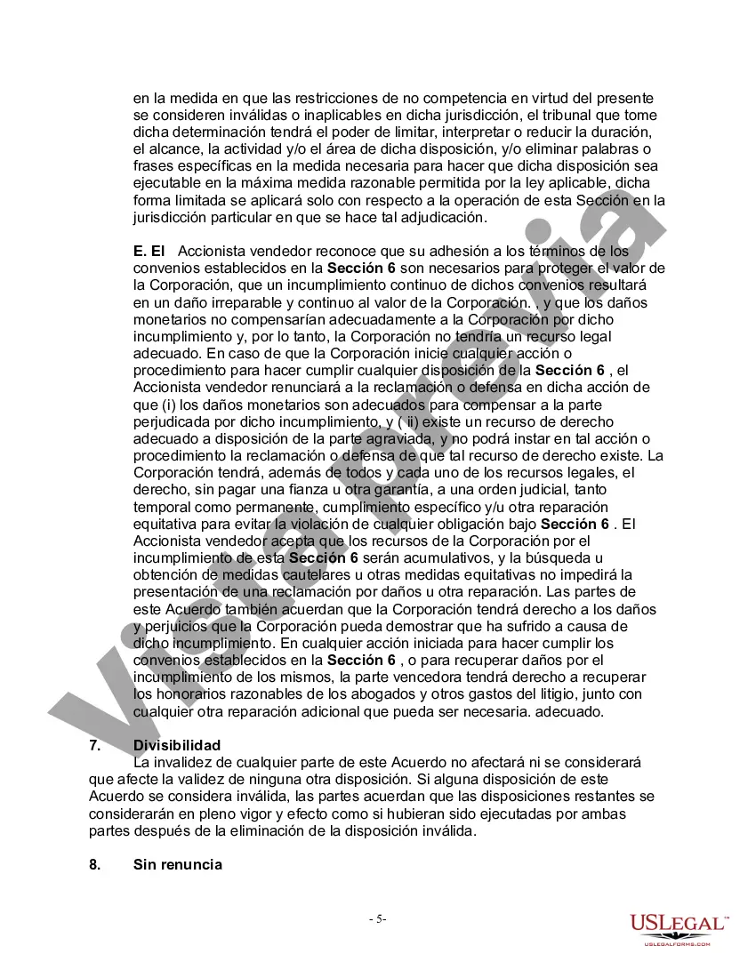 Preview Acuerdo de Accionistas entre Dos Accionistas de una Sociedad Anónima Cerrada con Disposiciones de Compra-Venta