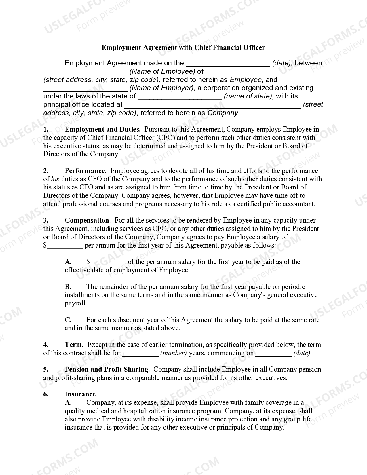 South Dakota Employment Agreement with Chief Financial Officer