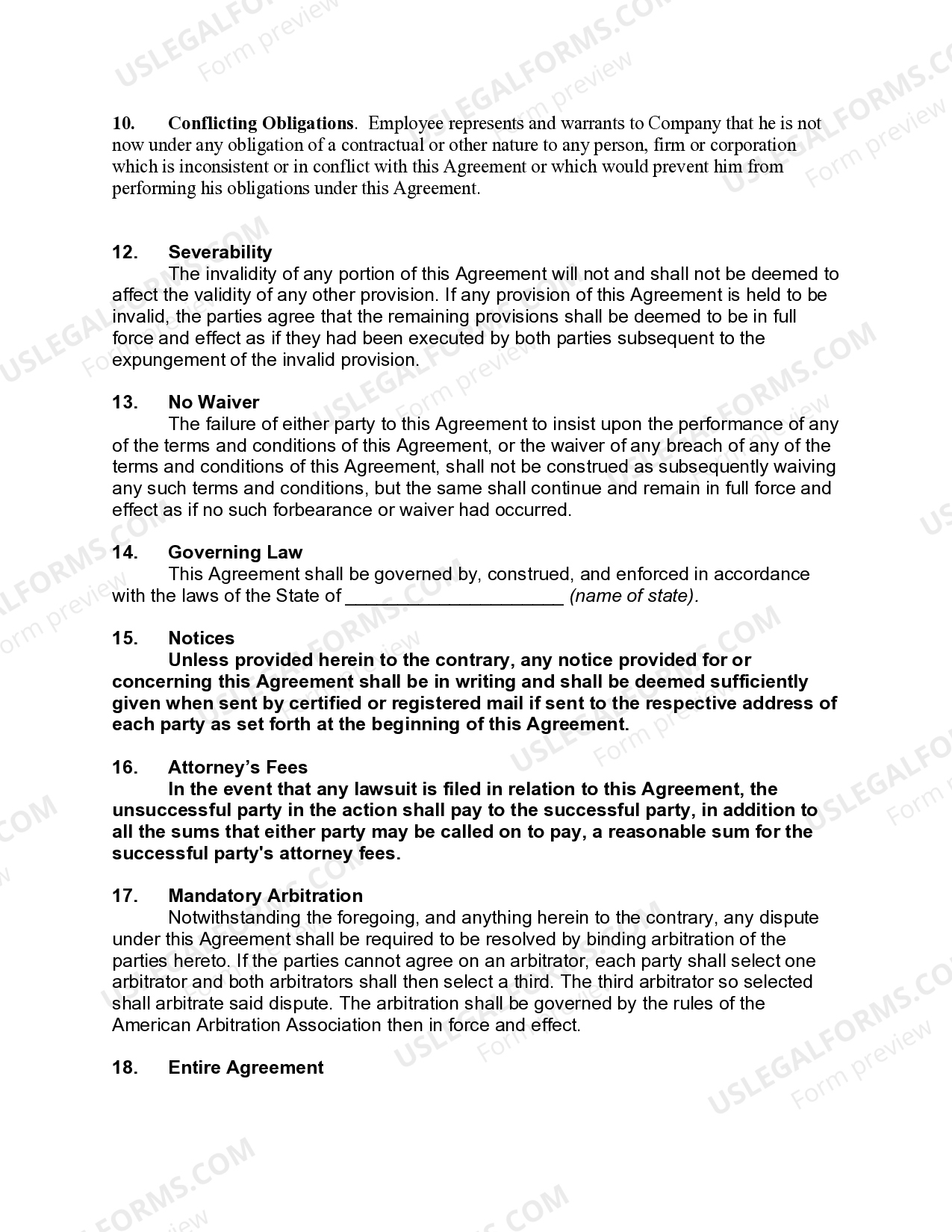 South Dakota Employment Agreement with Chief Financial Officer