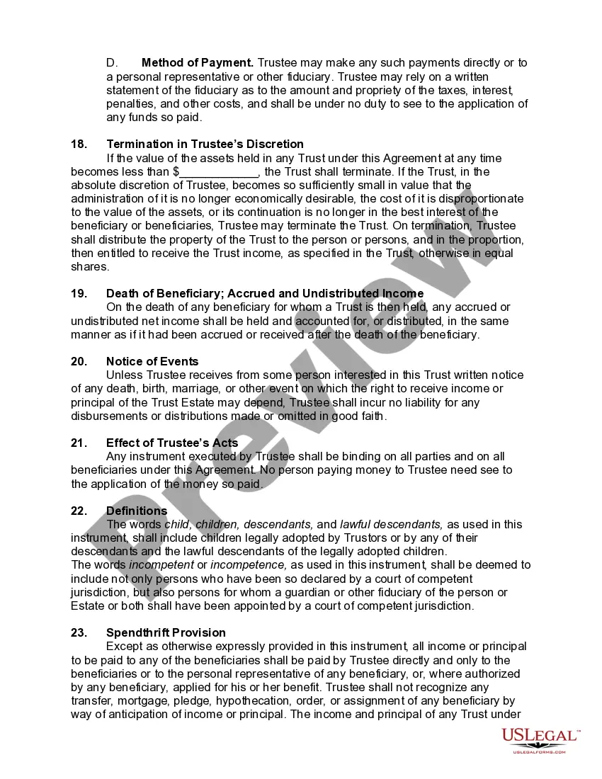 Get Revocable Trust Agreement with Husband and Wife as Trustors and Income to Preview Revocable Trust Agreement with Husband and Wife as Trustors and Income to