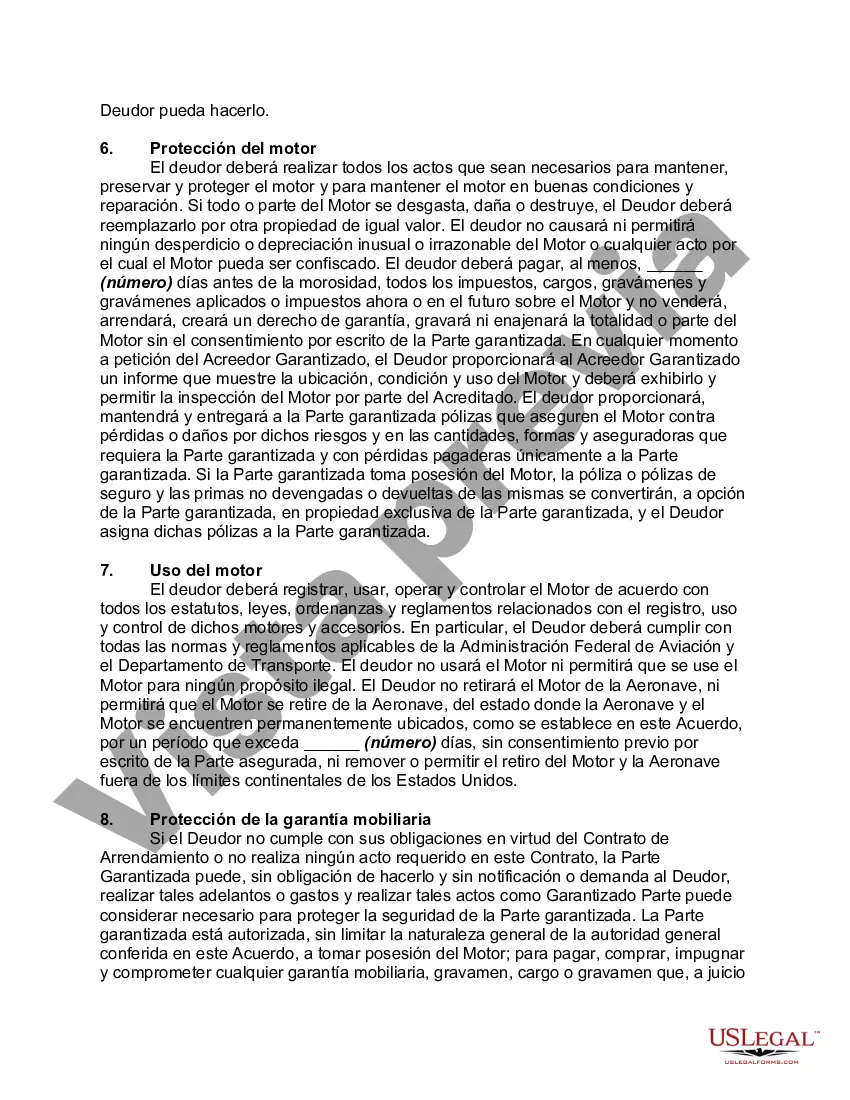 Preview Acuerdo de garantía que otorga una garantía real sobre un motor de aeronave