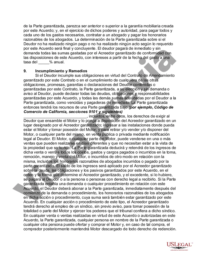 Preview Acuerdo de garantía que otorga una garantía real sobre un motor de aeronave