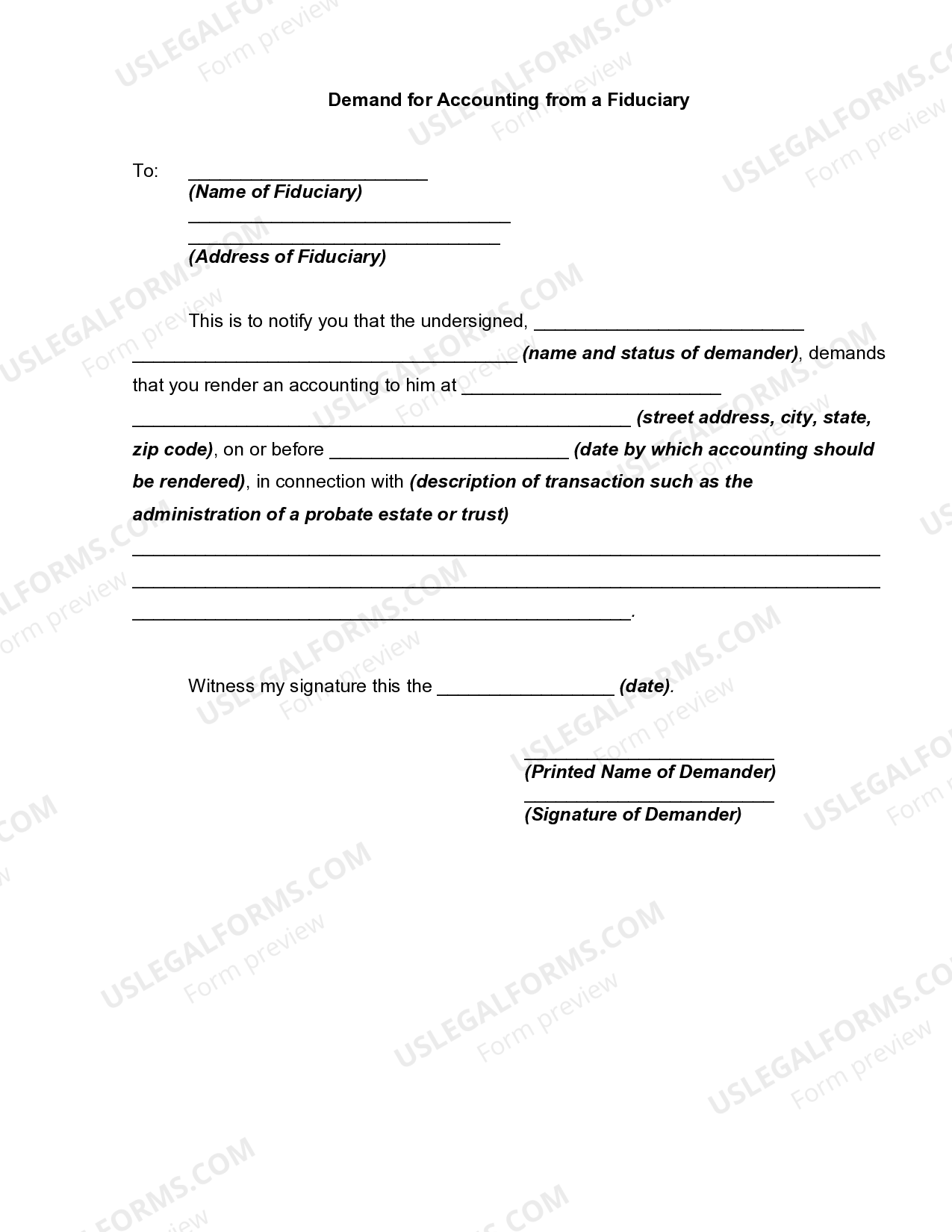 Mississippi Demand for Accounting from a Fiduciary Accounting Form