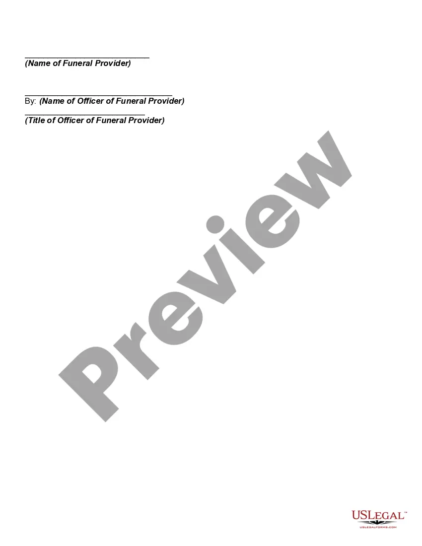 Get Prearranged Funeral Contract with Interment in Cemetery and Statutory Preview Prearranged Funeral Contract with Interment in Cemetery and Statutory