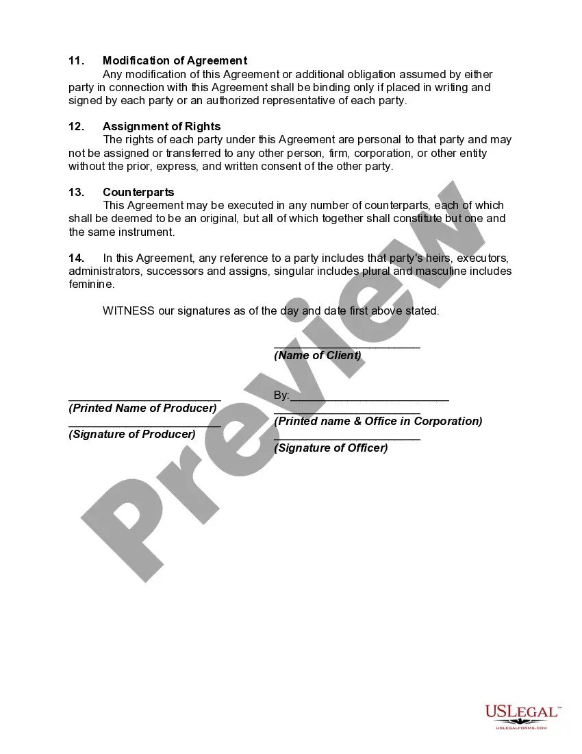 Preview Agreement to Produce Motion Picture