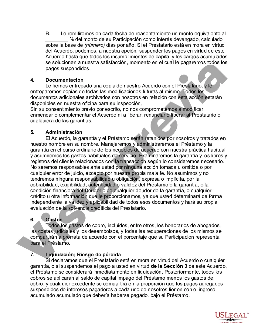 Preview Acuerdo de participación en relación con el Acuerdo de préstamo garantizado