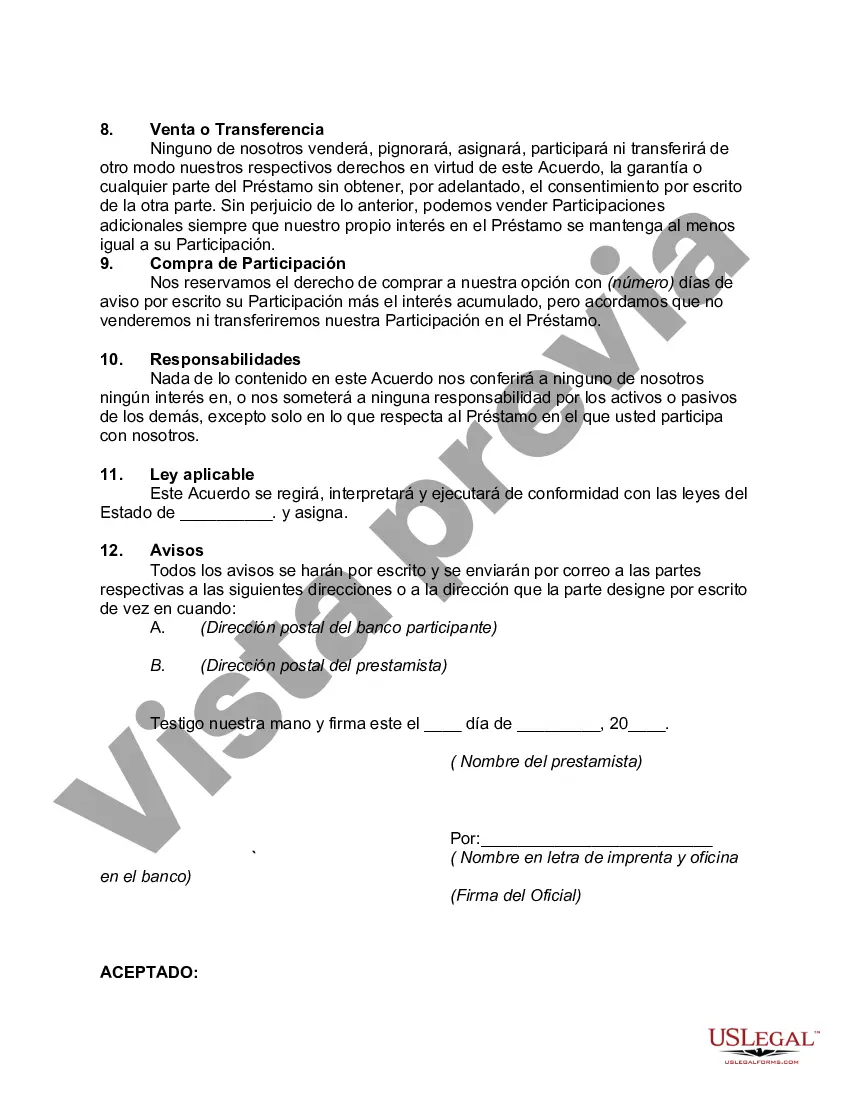 Preview Acuerdo de participación en relación con el Acuerdo de préstamo garantizado