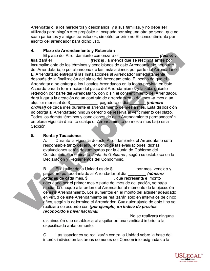 Preview Contrato de Arrendamiento o Renta de Unidad en Condominio