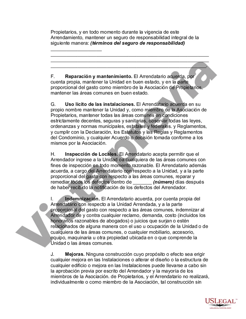 Preview Contrato de Arrendamiento o Renta de Unidad en Condominio