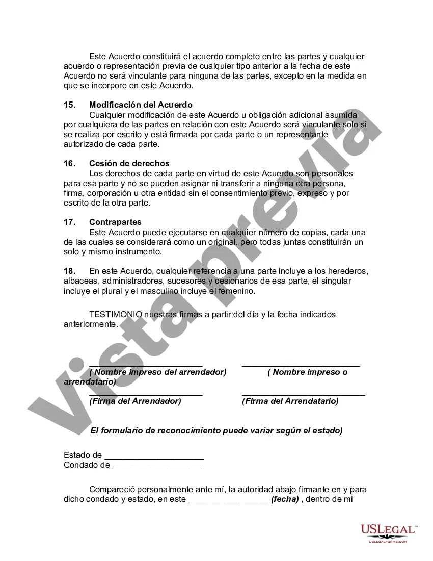 Preview Contrato de Arrendamiento o Renta de Unidad en Condominio