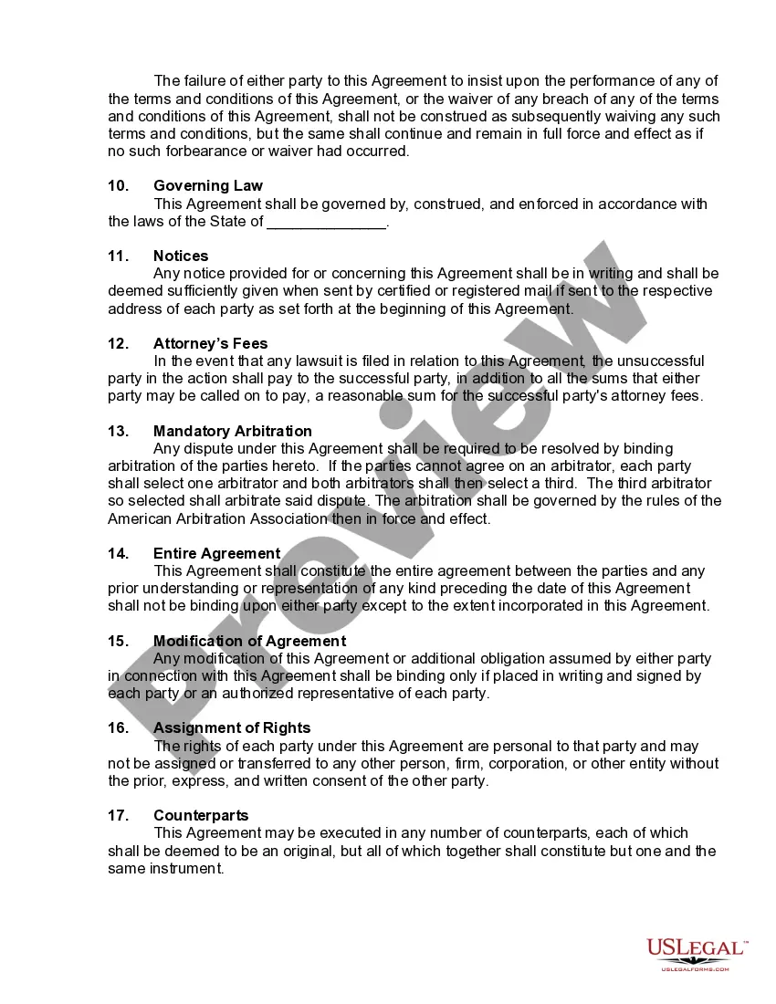 Preview Lease or Rental Agreement of Condominium Unit