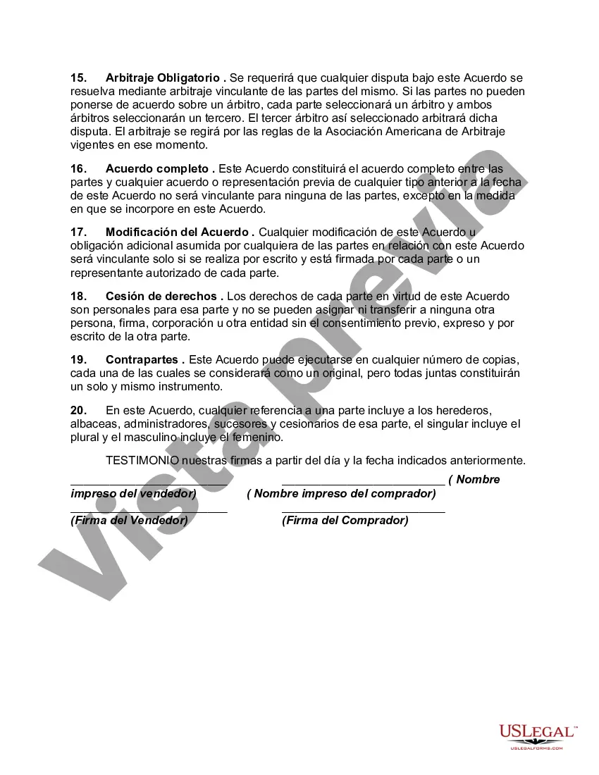 Preview Acuerdo para la venta de la práctica legal de propiedad única con pacto restrictivo