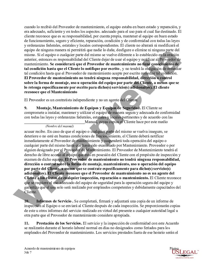 Preview Acuerdo de mantenimiento de equipos