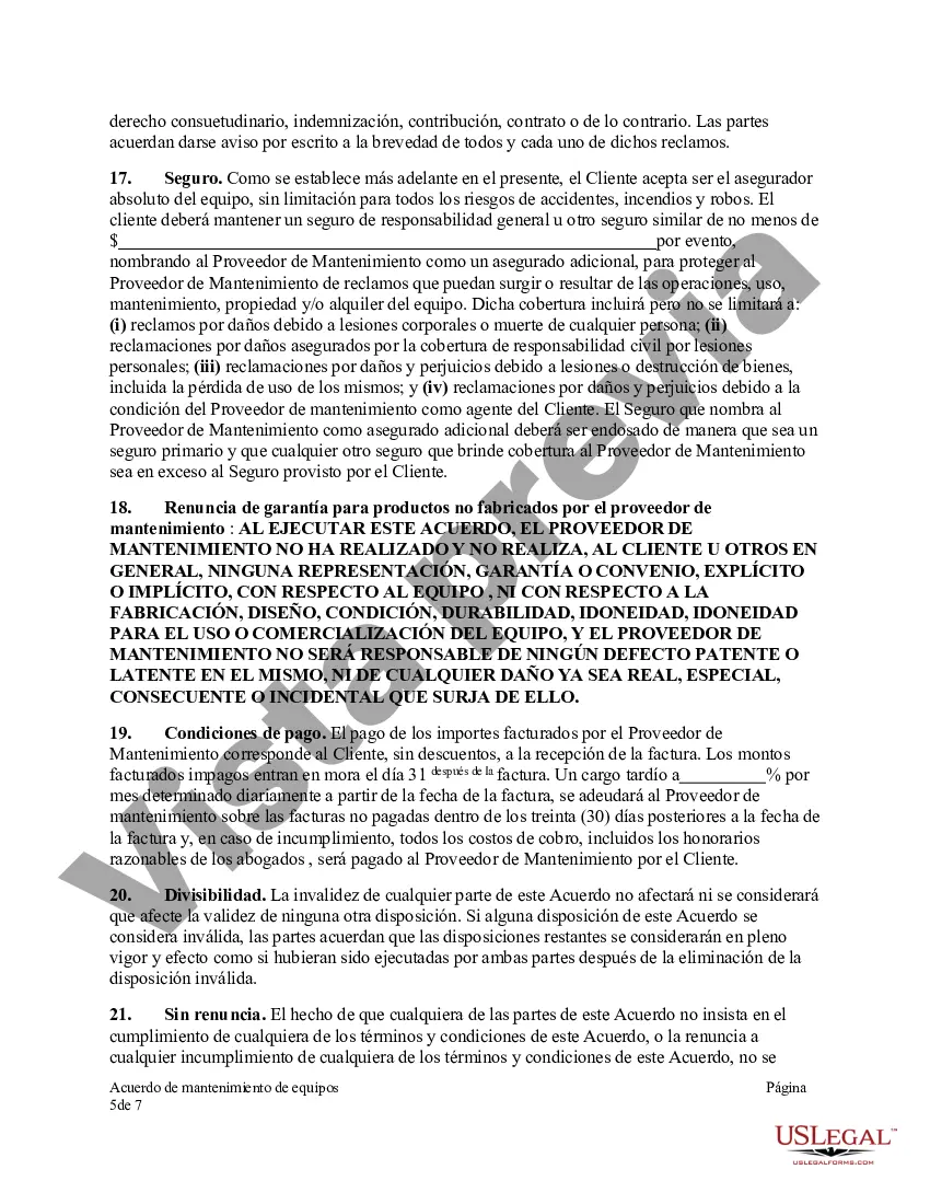 Preview Acuerdo de mantenimiento de equipos