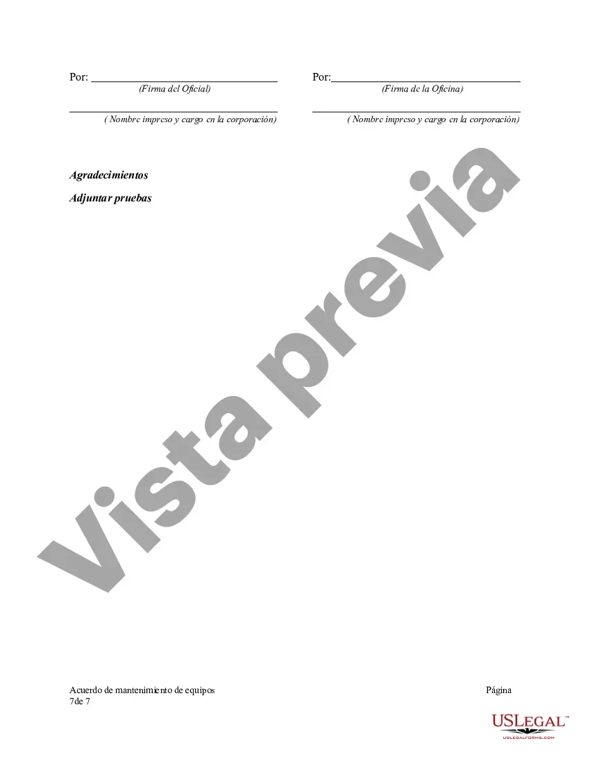 Preview Acuerdo de mantenimiento de equipos