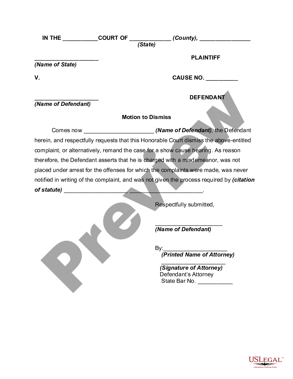 motion to dismiss form texas