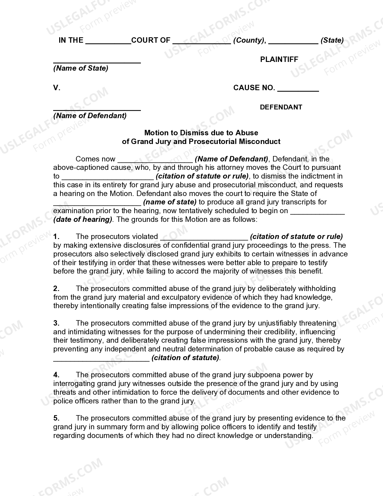 Motion to Dismiss, Quash Motion To Dismissal Police Misconduct US