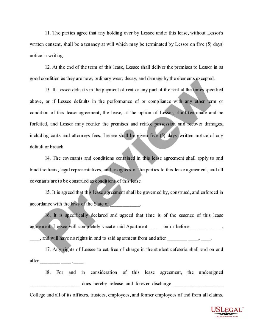 Get Lease Agreement College to Individual Preview Lease Agreement College to Individual