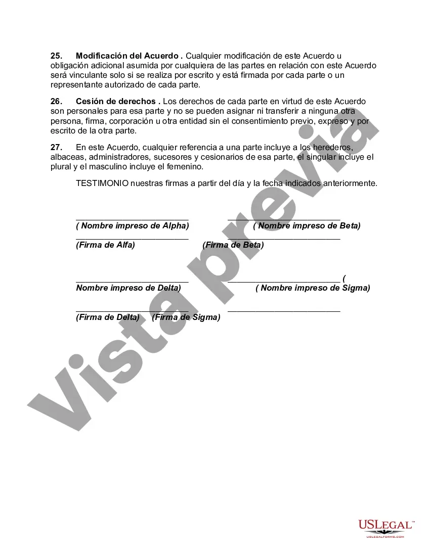 Preview Contrato de Sociedad de Derecho con Disposiciones por Muerte, Retiro, Retiro o Expulsión de un Socio