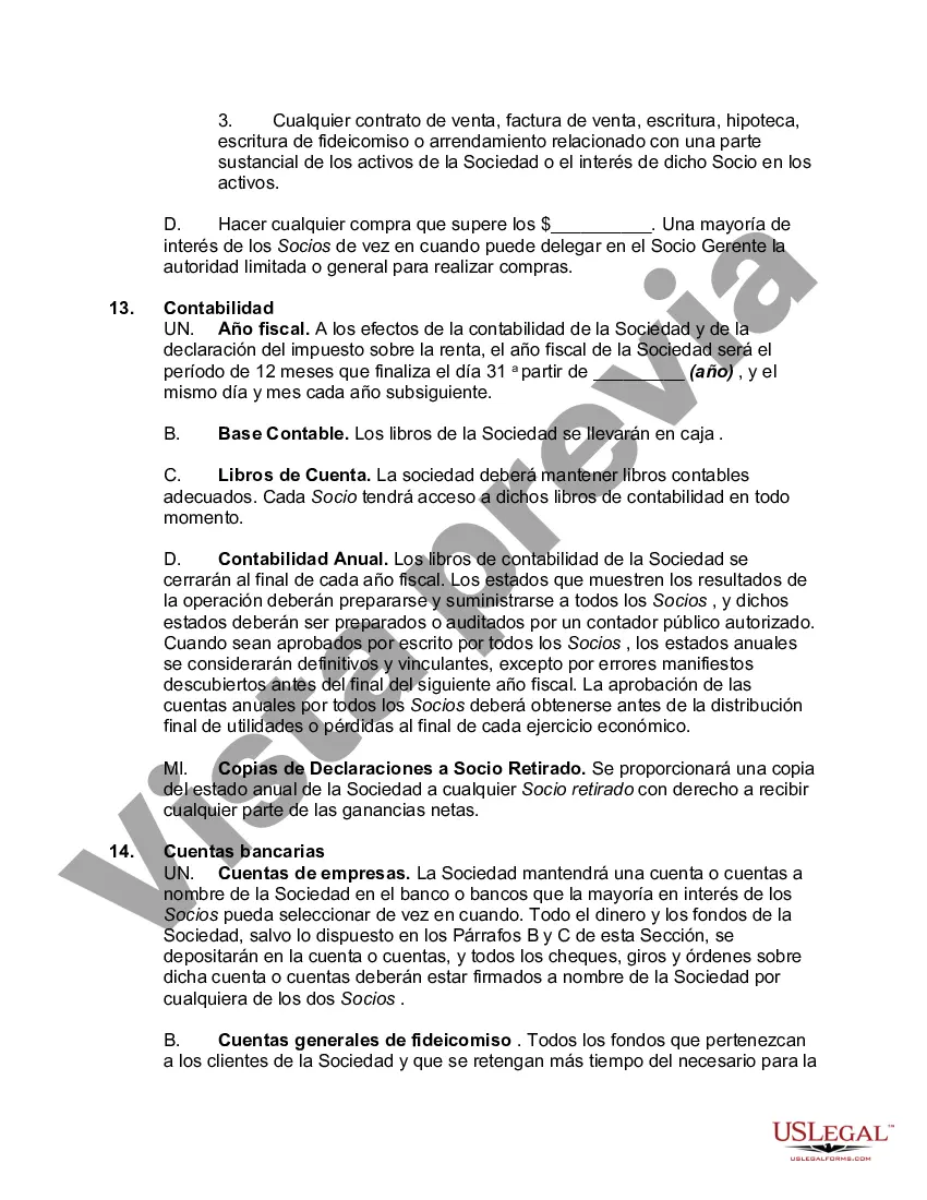 Preview Contrato de Sociedad de Derecho con Disposiciones por Muerte, Retiro, Retiro o Expulsión de un Socio