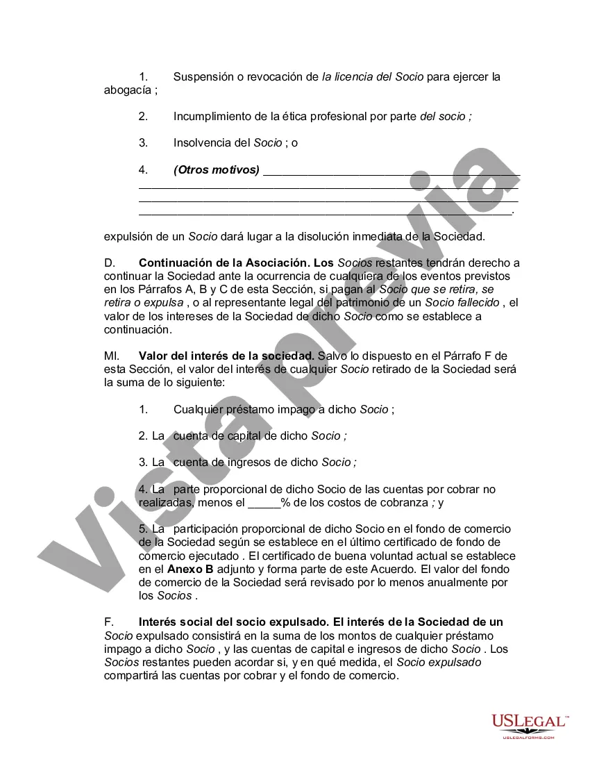 Preview Contrato de Sociedad de Derecho con Disposiciones por Muerte, Retiro, Retiro o Expulsión de un Socio