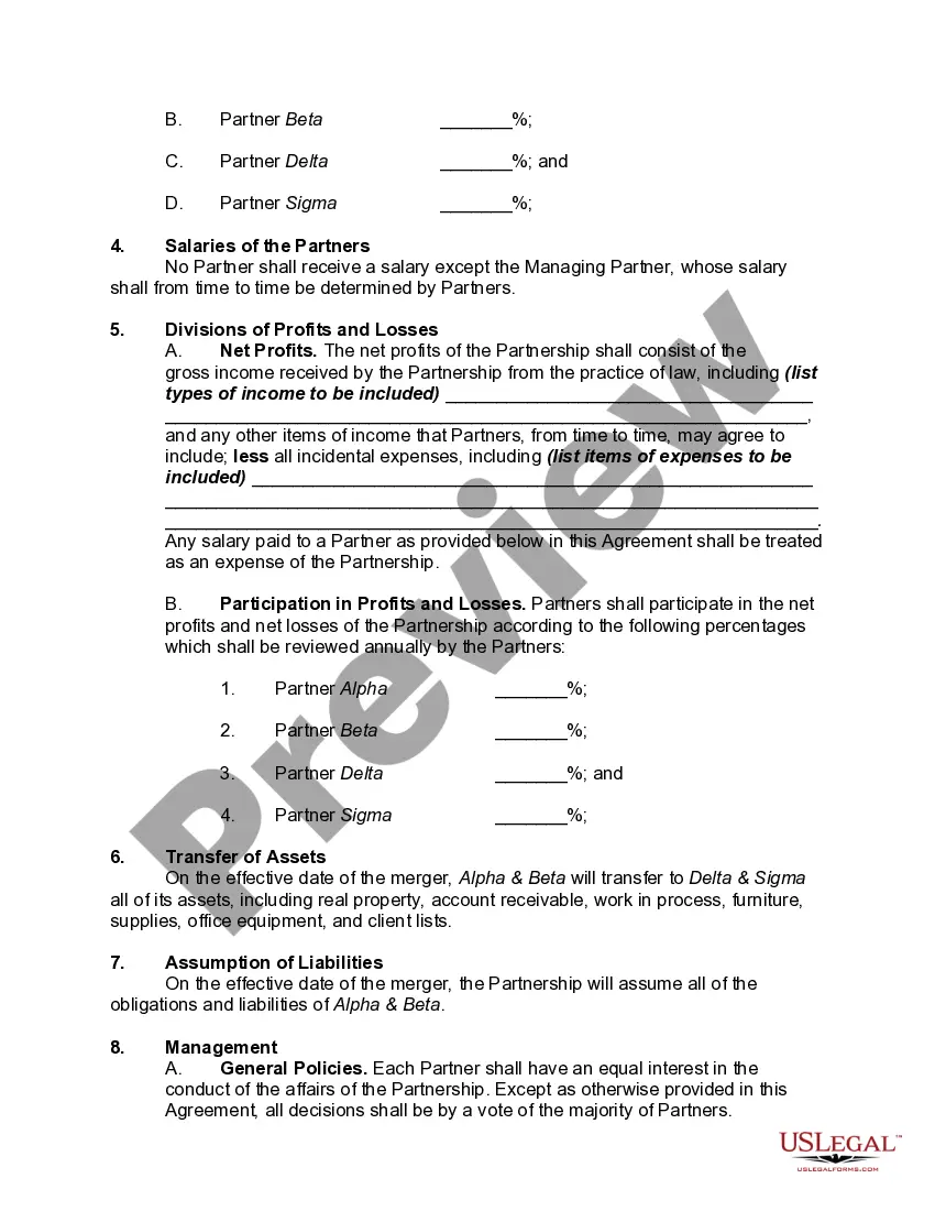 Preview Agreement Merging Two Law Firms