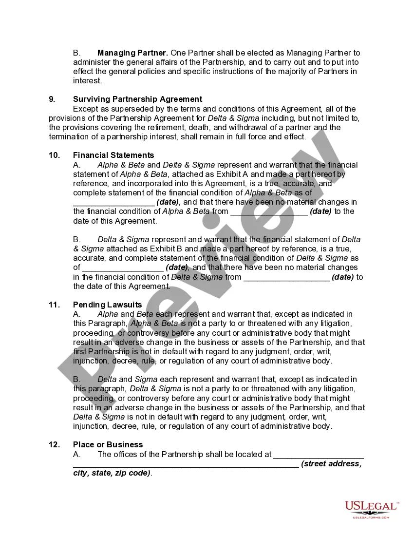 Preview Agreement Merging Two Law Firms