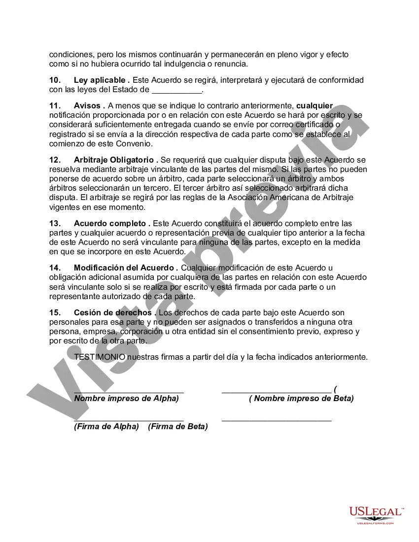 Preview Acuerdo de Sociedad de Derecho entre Dos Socios con Disposiciones para el Retiro Eventual del Socio Mayoritario