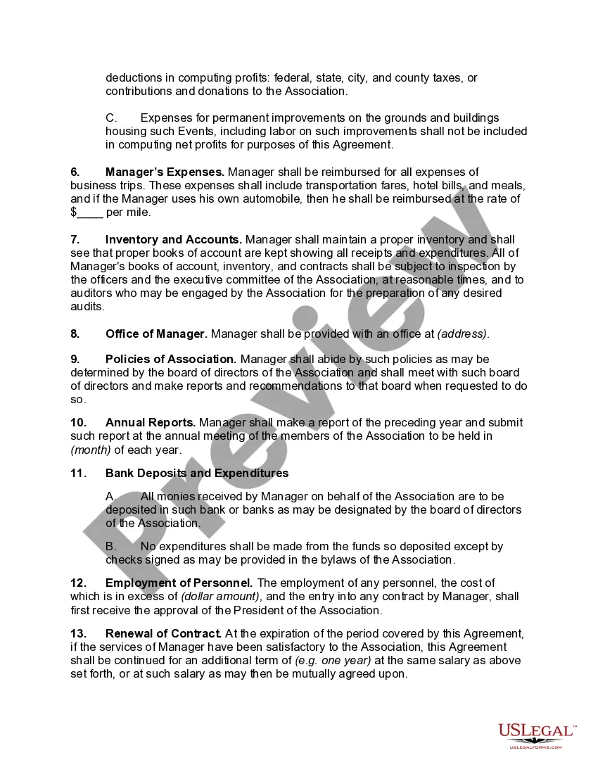 Get Agreement with Manager to Plan Events for Expositions and Similar Events Preview Agreement with Manager to Plan Events for Expositions and Similar Events