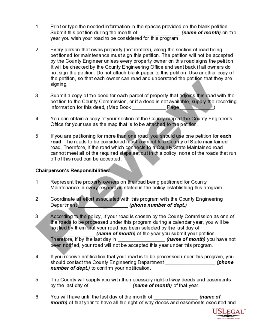 Preview Petition for Improved Road Paving