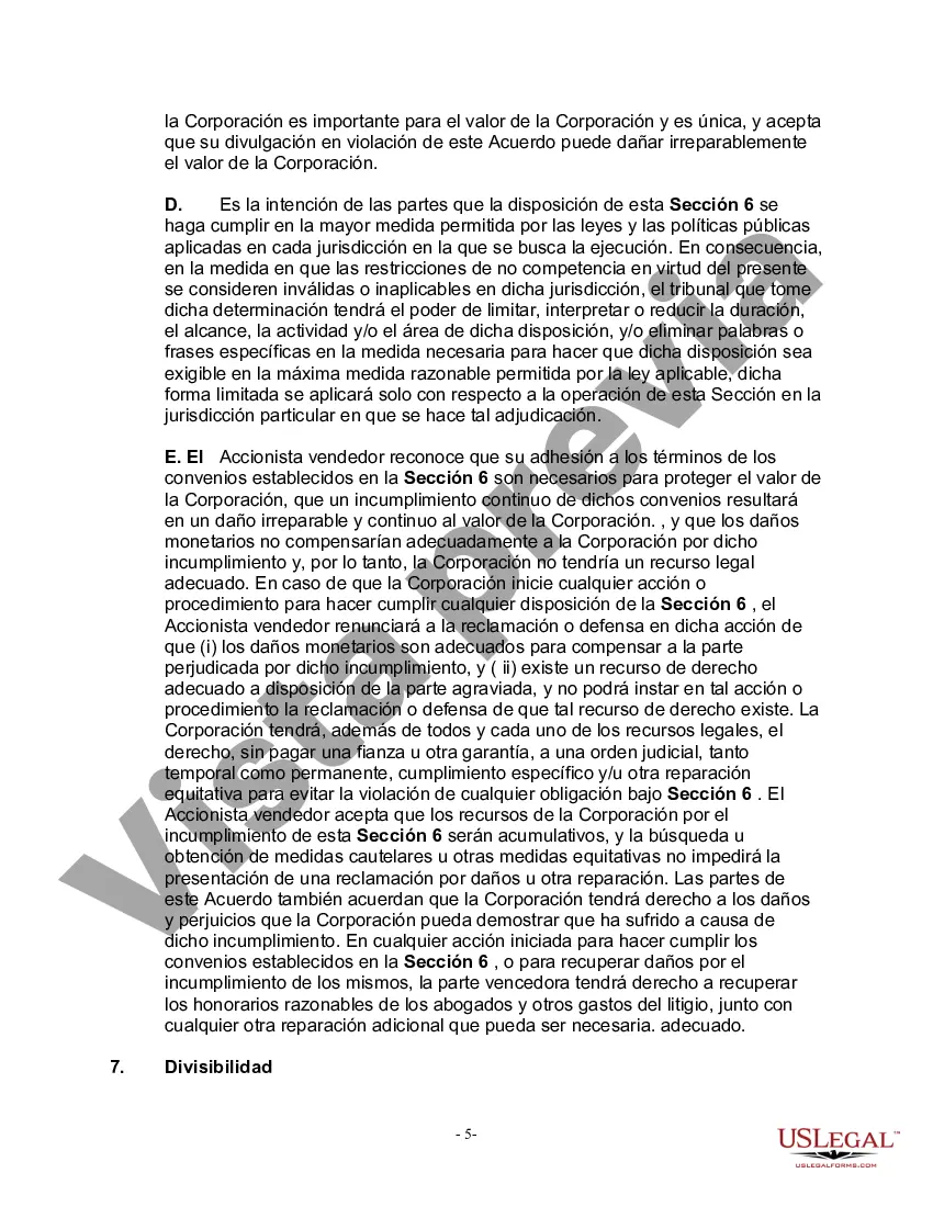 Preview Acuerdo de Accionistas con Acuerdo de Compra-Venta que Otorga a la Corporación el Primer Derecho de Negarse a Comprar las Acciones del Accionista Fallecido si los Beneficiarios del Accionista Fallecido Desean Vender dichas Acciones