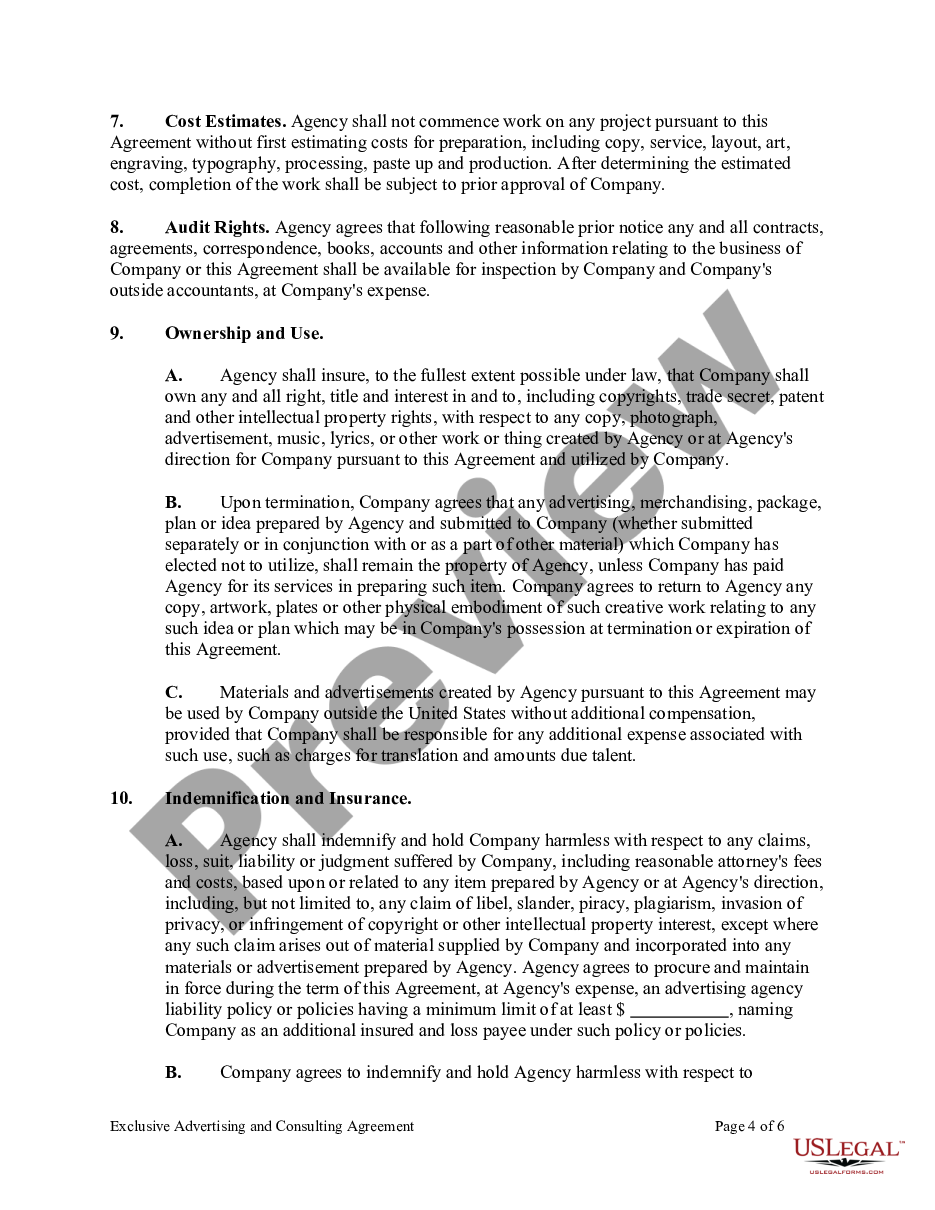 page 3 Exclusive Advertising and Consulting Agreement preview