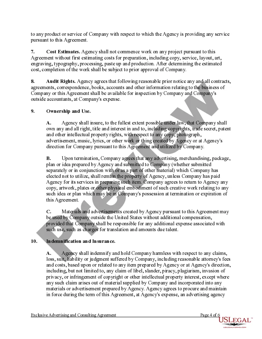 Preview Exclusive Advertising and Consulting Agreement