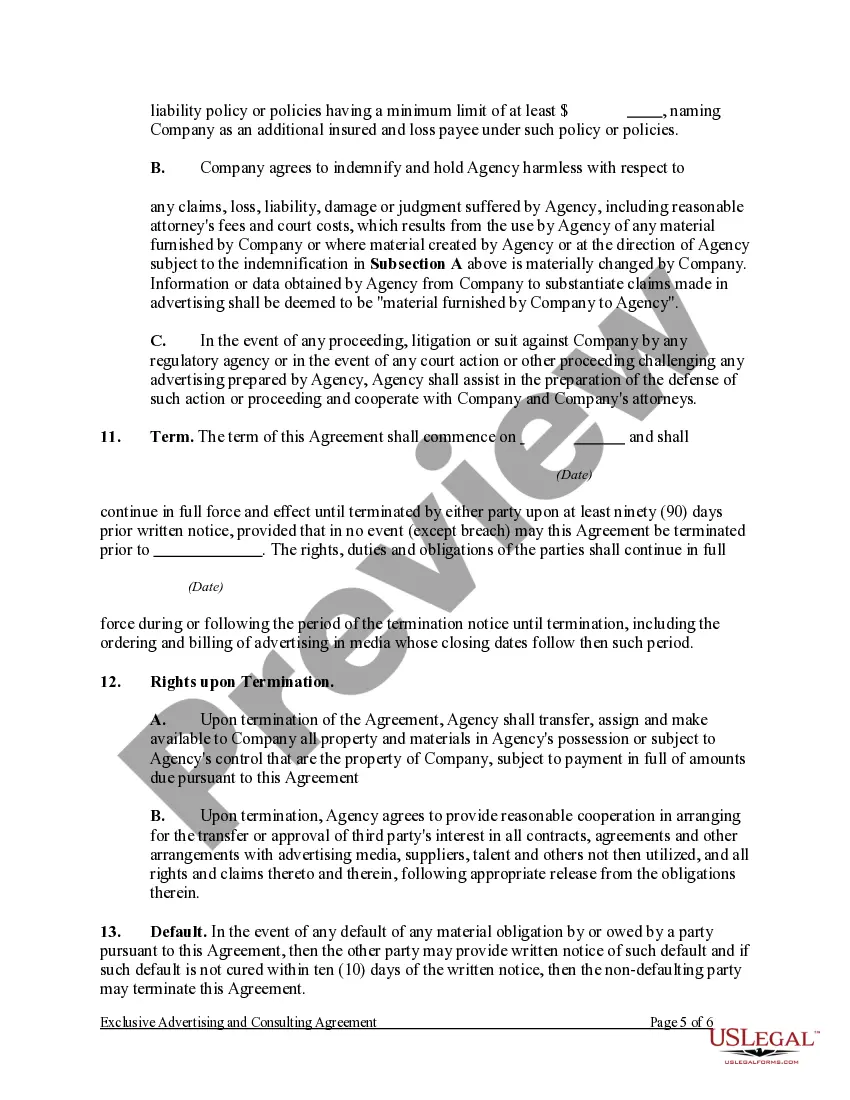 Preview Exclusive Advertising and Consulting Agreement