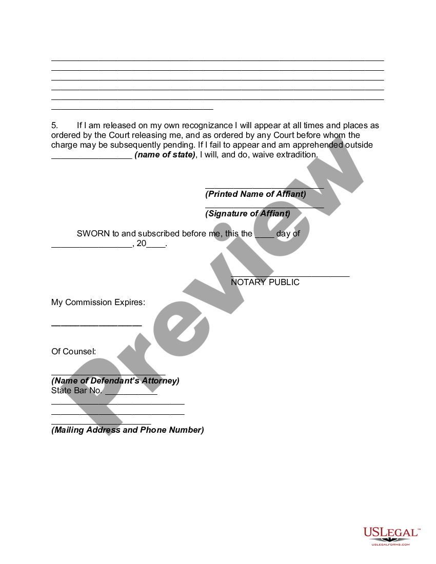 Affidavit in Support of Motion for Reduction of Amount of Bail or ...