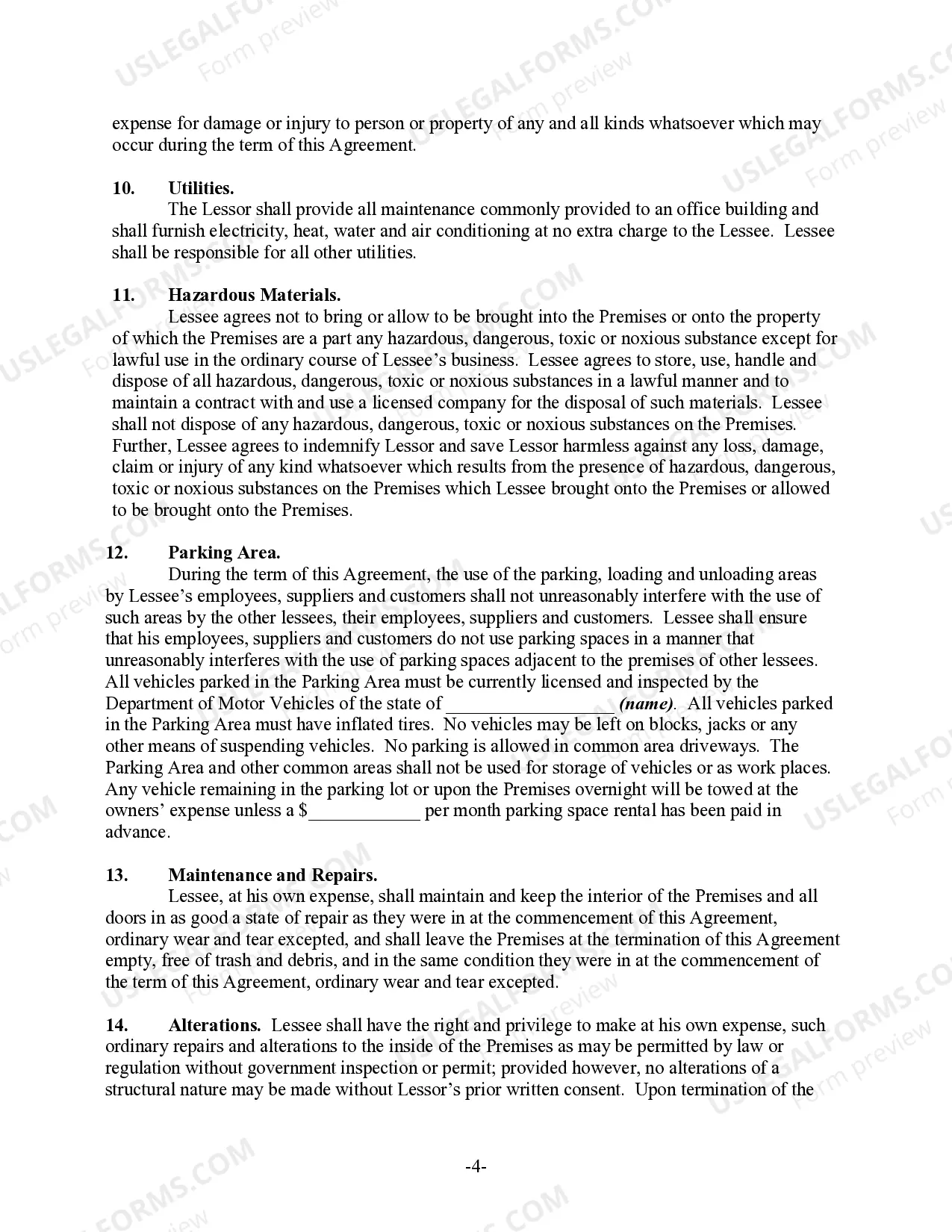Preview Month to Month Commercial Rental Agreement
