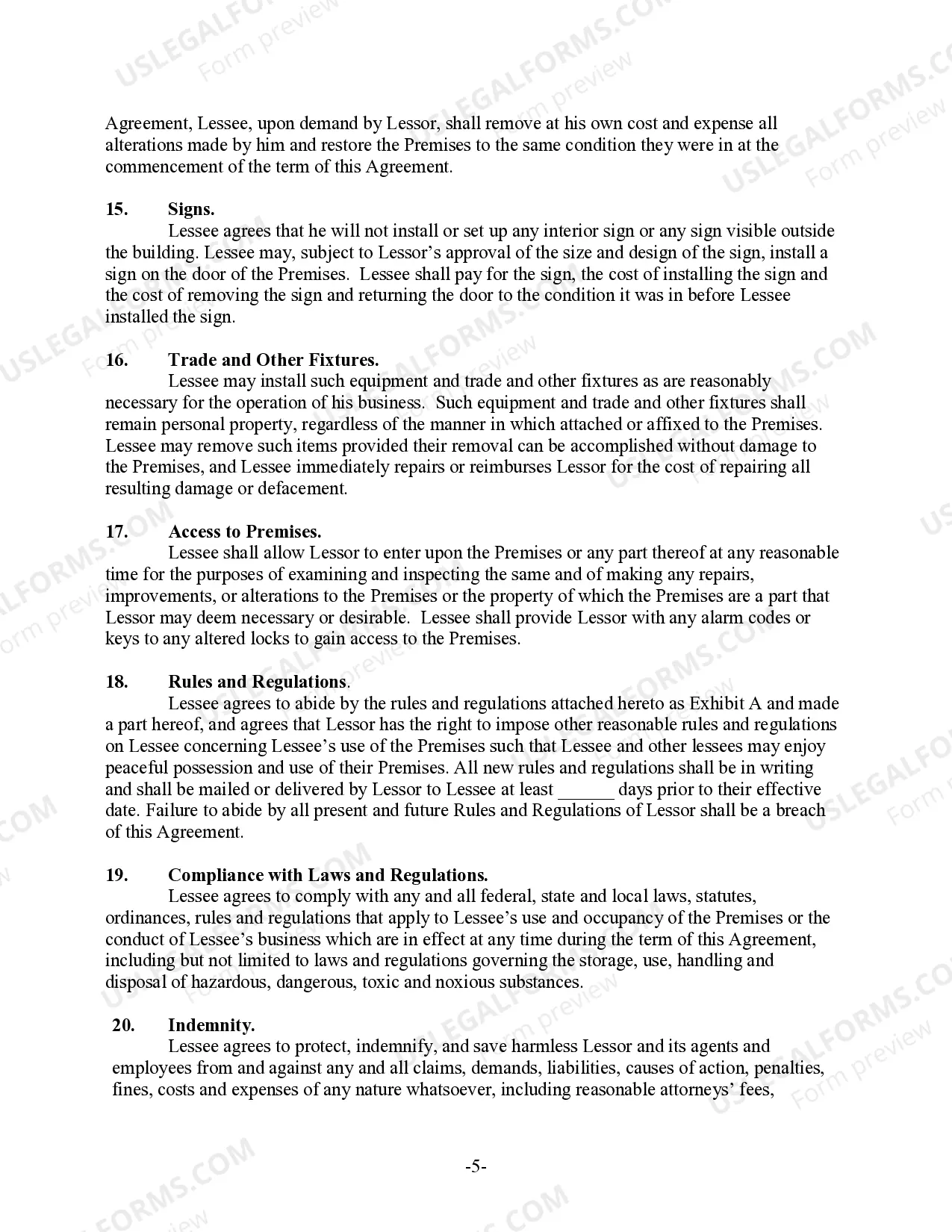 Preview Month to Month Commercial Rental Agreement