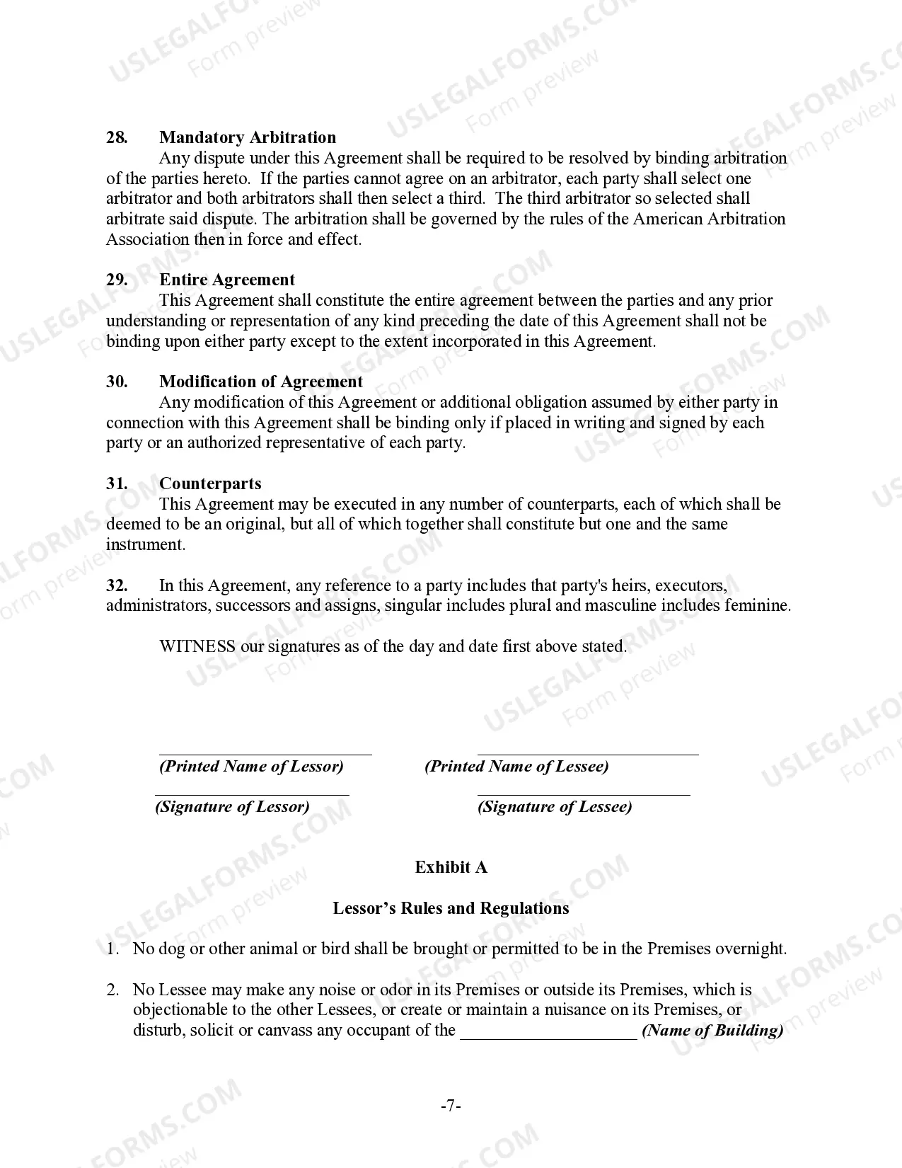 Preview Month to Month Commercial Rental Agreement