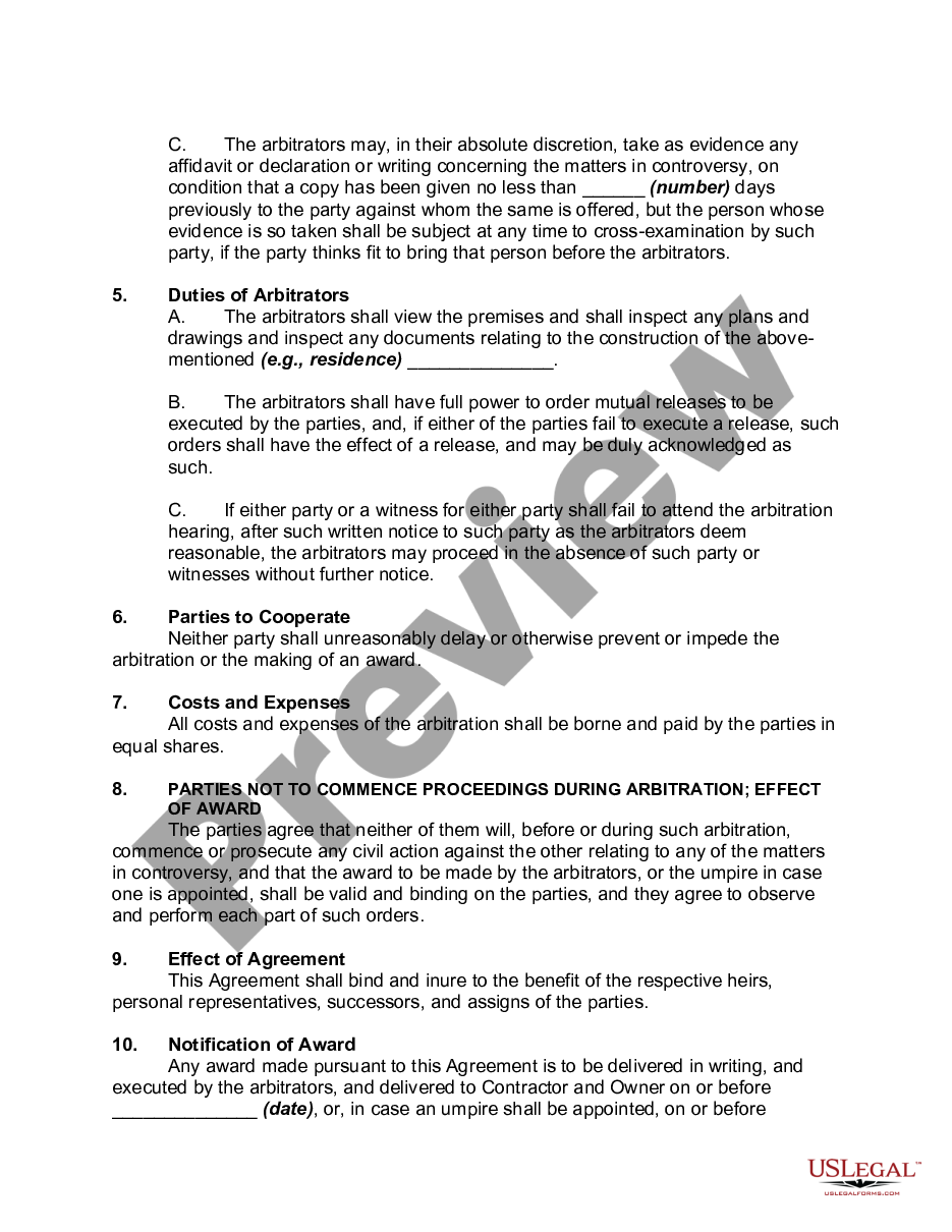 page 2 Submission to Arbitration of Dispute between Building Construction Contractor and Owner  preview
