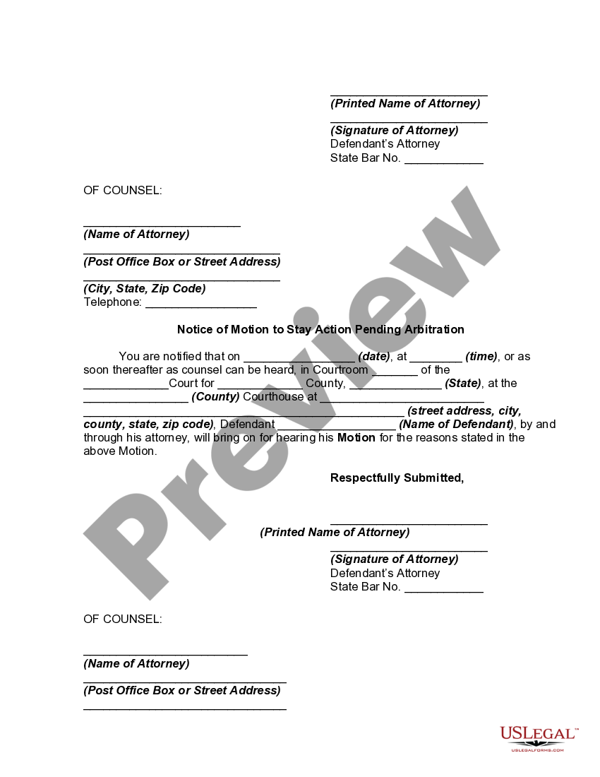 Motion To Stay Action Pending Arbitration Motion For Stay Pending motion-to-stay-action-pending-arbitration-motion-for-stay-pending