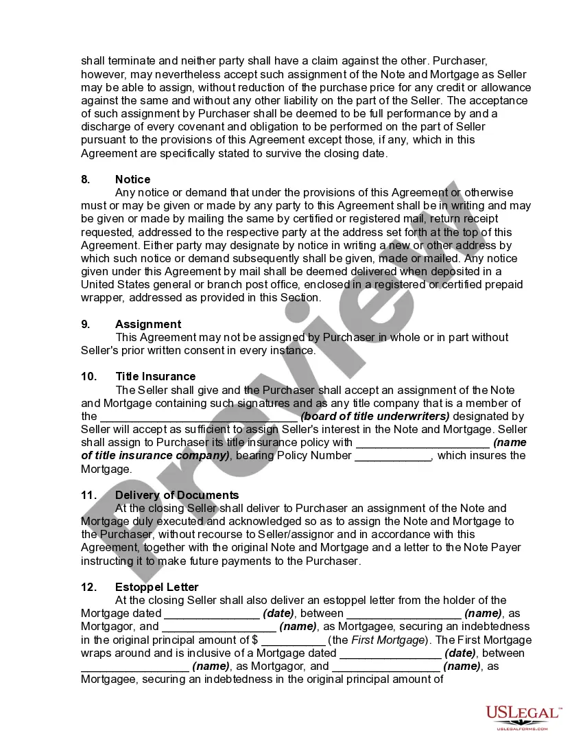 Get Agreement to Purchase Note and Mortgage Preview Agreement to Purchase Note and Mortgage