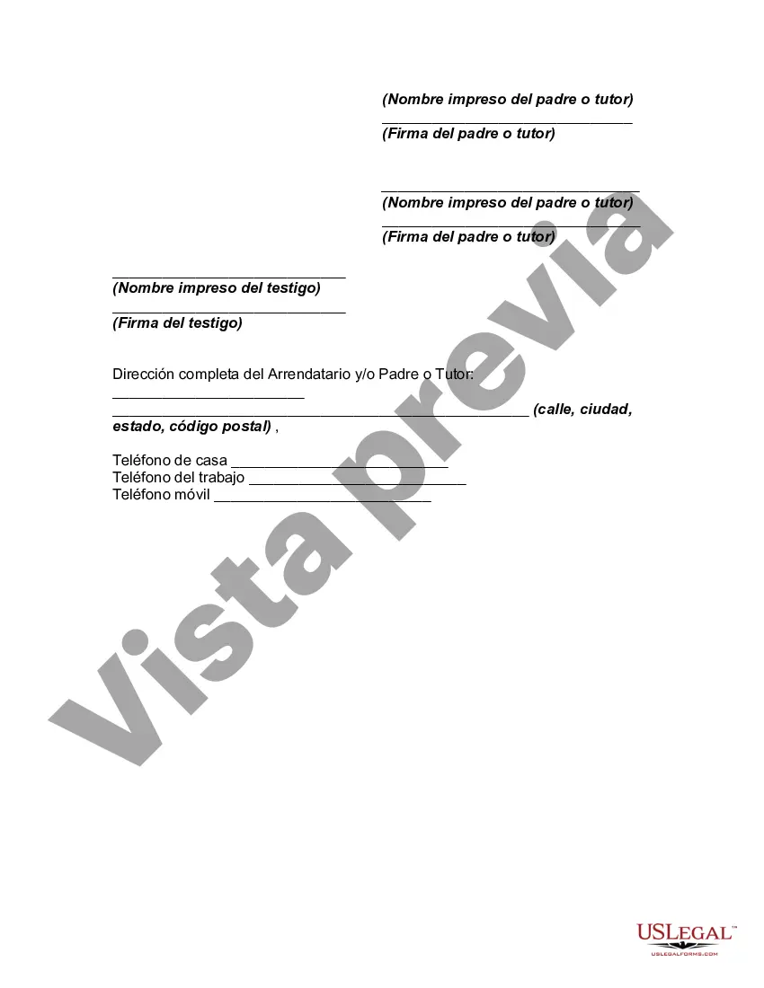 Preview Acuerdo de alquiler de caballos, acuerdo de renuncia, liberación e indemnización para un acuerdo de alquiler con un menor en un campamento o en circunstancias de naturaleza salvaje